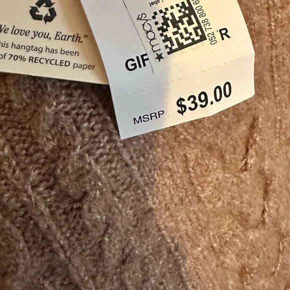 Macy’s Hippie Rose Cable Knit brown Sweater NWT - Picture 6 of 6